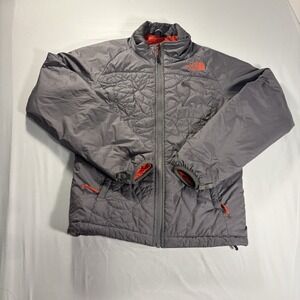 The North Face Women's Insulated Jacket S Gray Red Recycled F15 Full Zip Warm